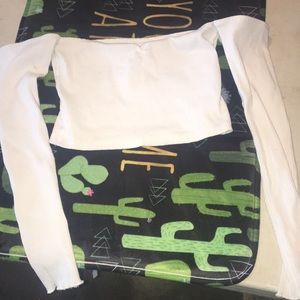 Rubbed White tube top W/sleeves